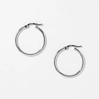 2x24mm Tube Hoop Earrings in 10K White Gold