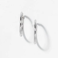 2x24mm Tube Hoop Earrings in 10K White Gold