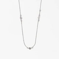 Diamond Cut Ball Necklace in 10K White Gold