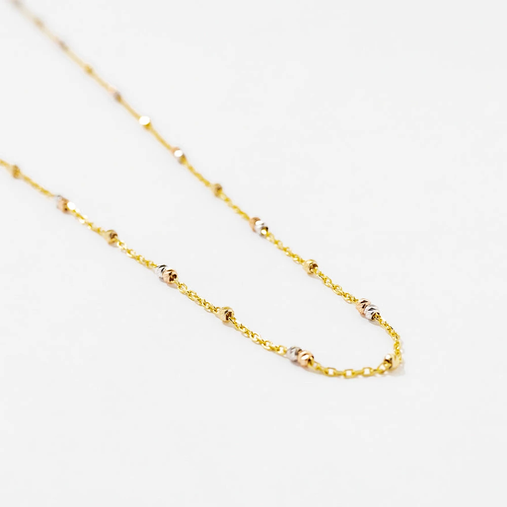 Ball Necklace in 10K Yellow White and Rose Gold