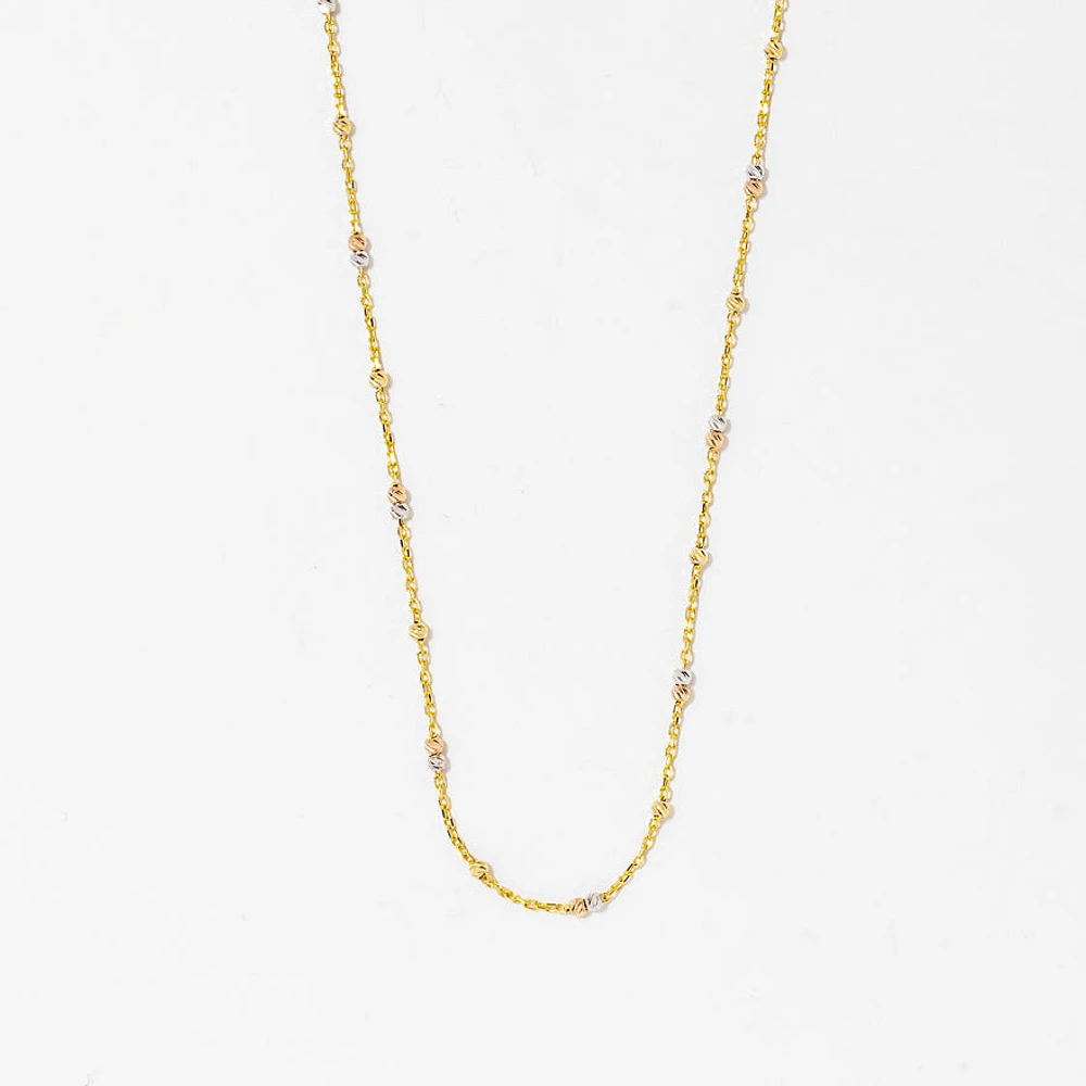 Ball Necklace in 10K Yellow White and Rose Gold