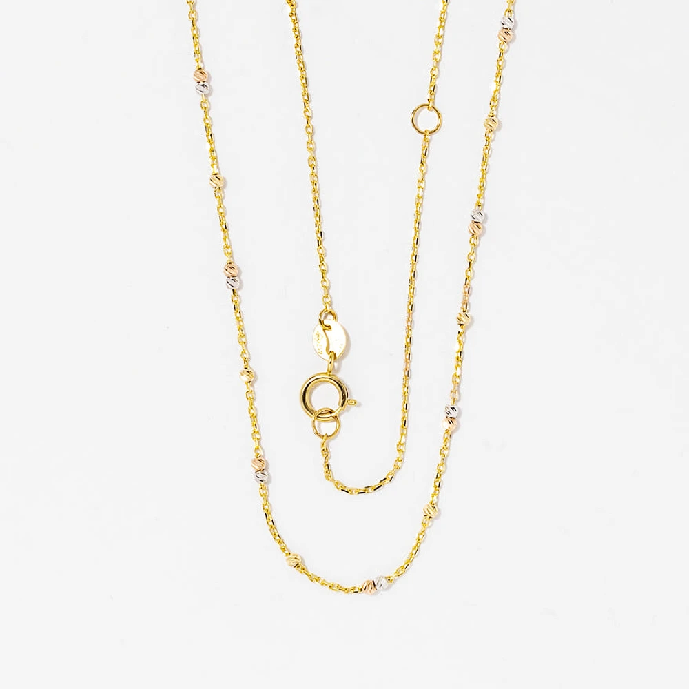 Ball Necklace in 10K Yellow White and Rose Gold