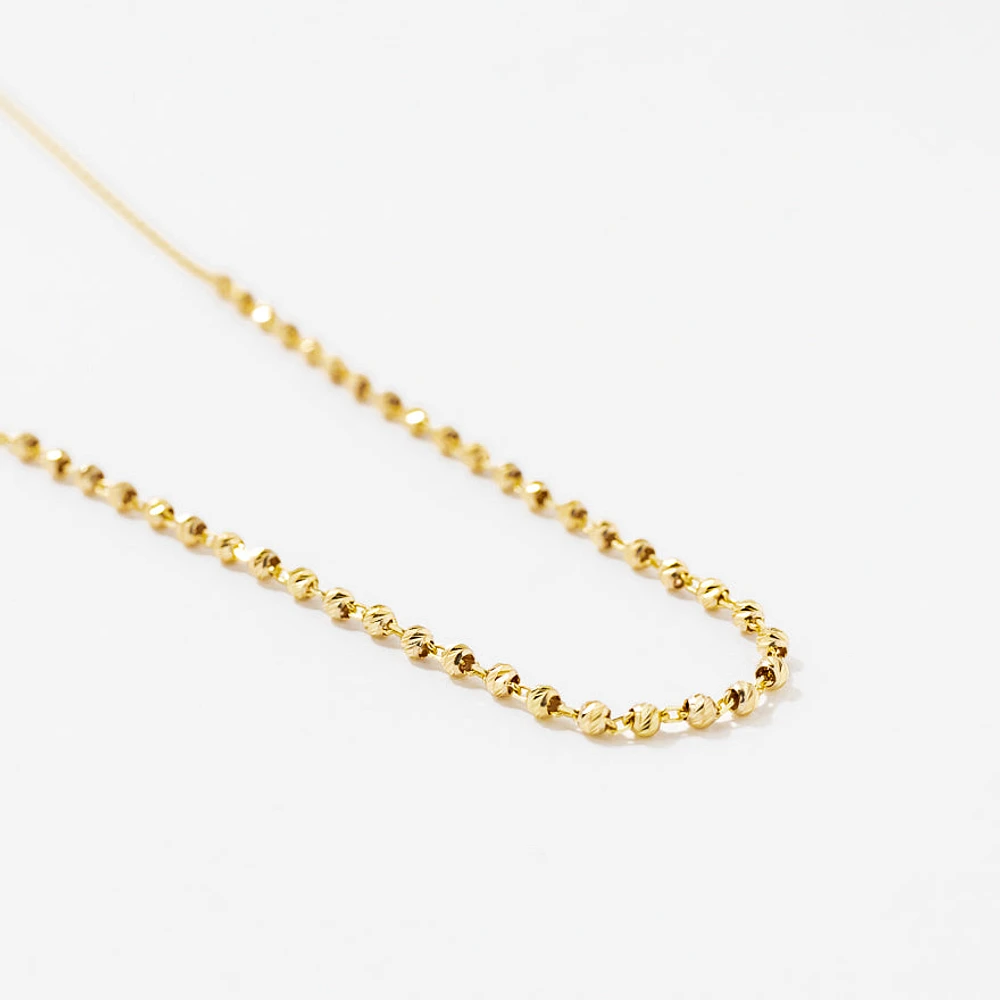 Mini Diamond Cut Beaded Chain in 10K Yellow Gold