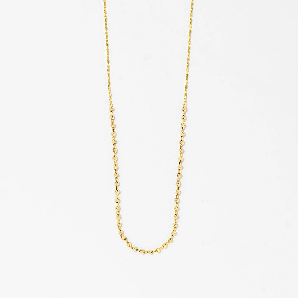 Mini Diamond Cut Beaded Chain in 10K Yellow Gold