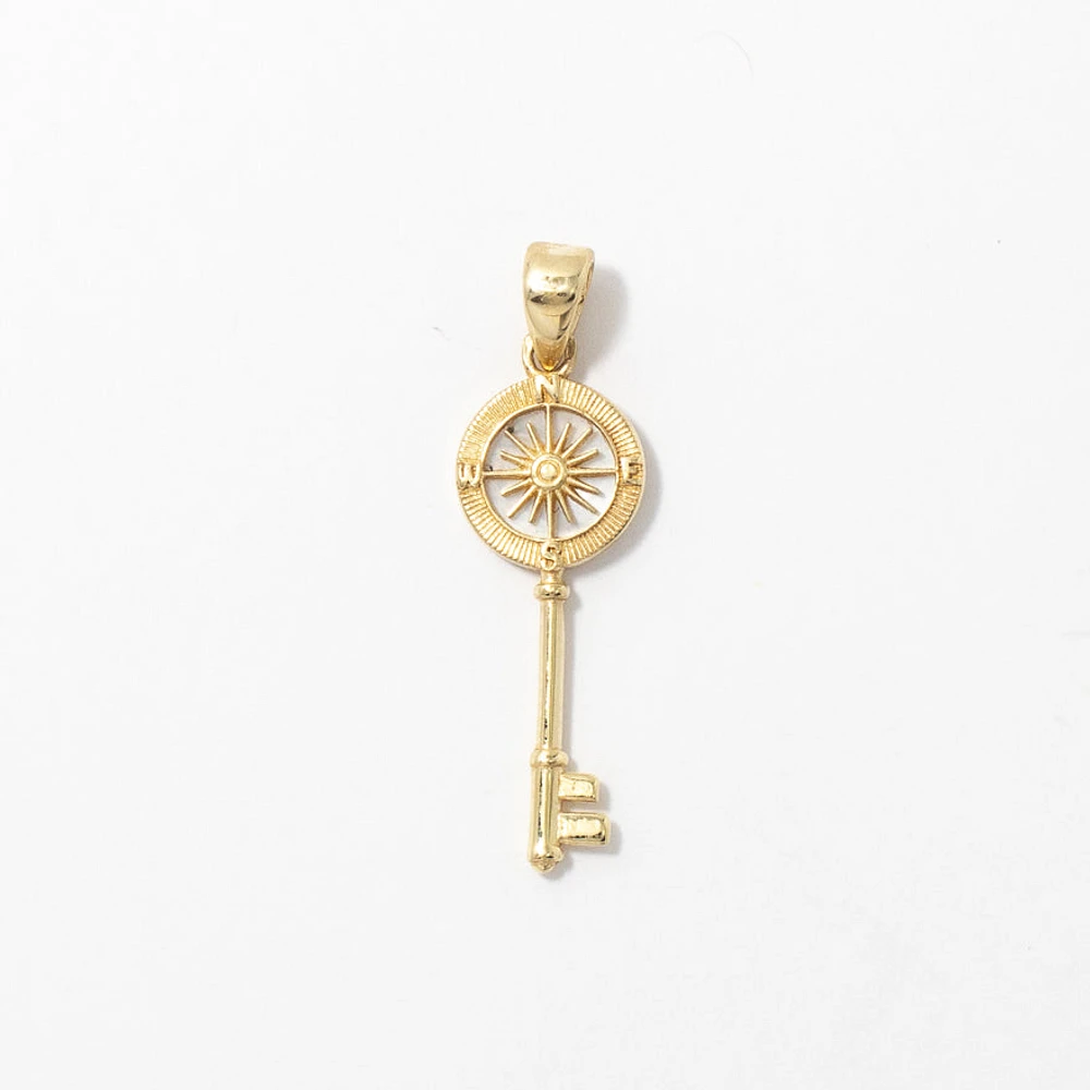 Key Compass Pendant in 10K Yellow Gold