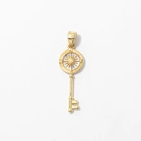 Key Compass Pendant in 10K Yellow Gold