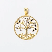 Family Tree Pendant in 10K Yellow and White Gold