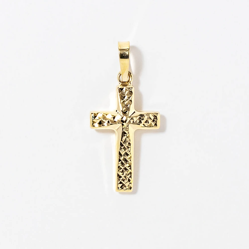 Diamond Cut Cross Pendant in 10K Yellow Gold