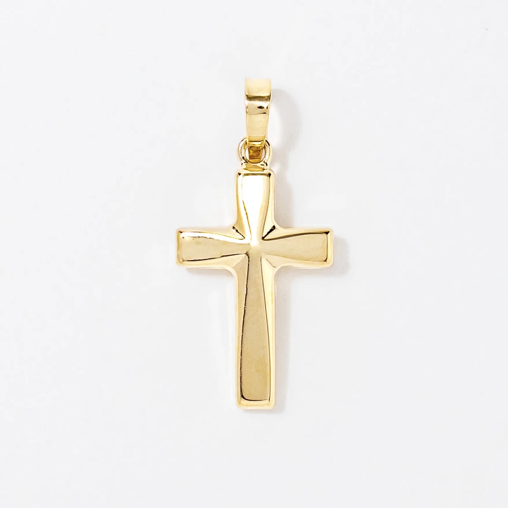 Diamond Cut Cross Pendant in 10K Yellow Gold