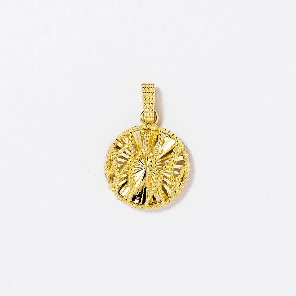 Diamond Cut Sunray Wave Pendant in 10K Yellow Gold