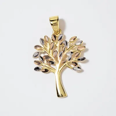 Tree of Life Charm in 10K Yellow, White and Rose Gold