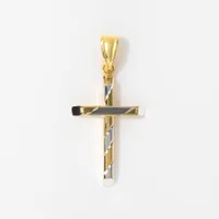 Cross Pendant in 14K Yellow and White Gold