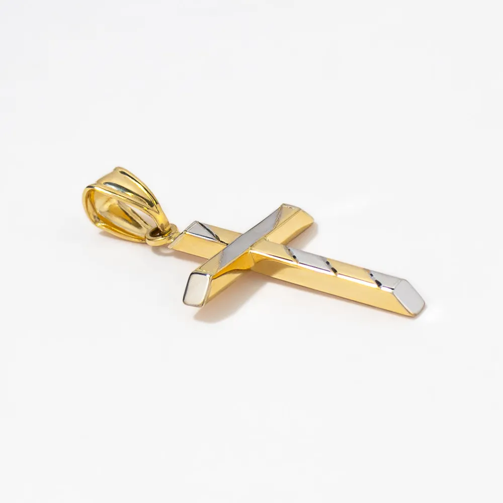 Cross Pendant in 14K Yellow and White Gold