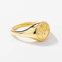 Tree Signet Ring 10K Yellow Gold