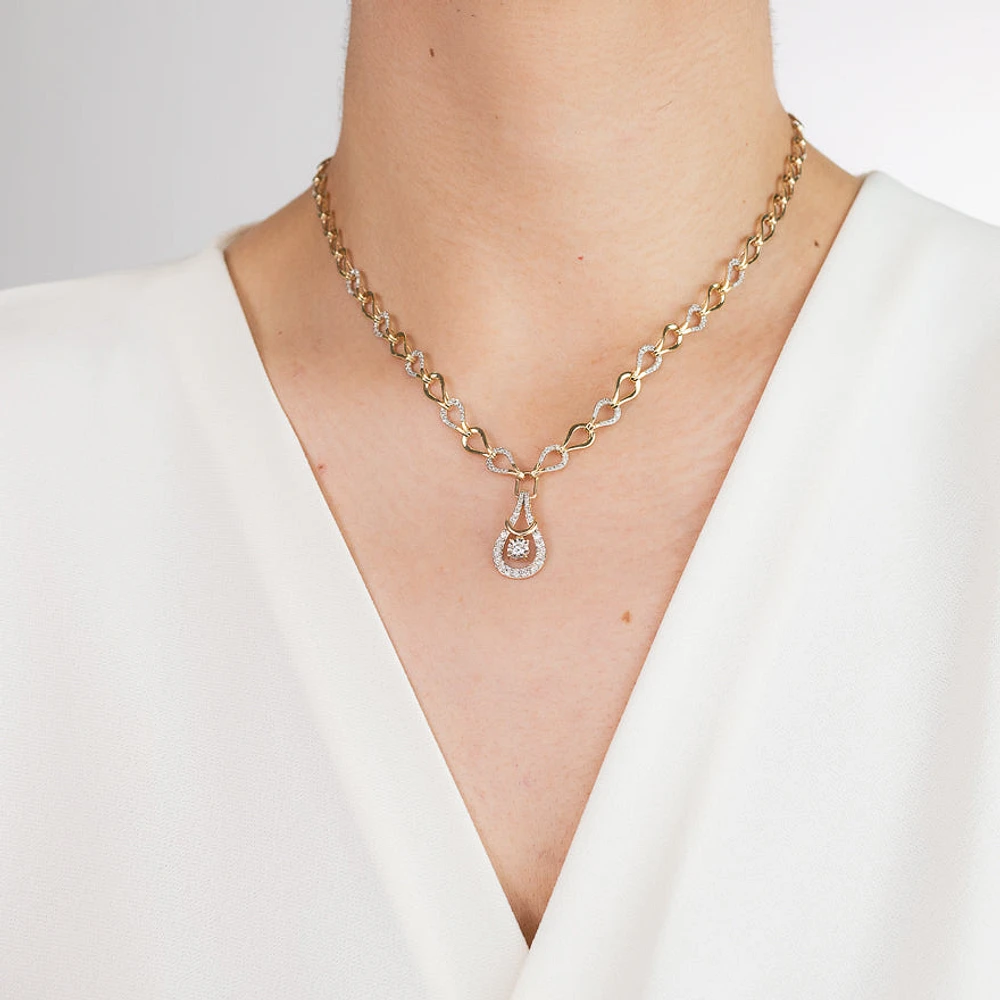 Diamond Drop Necklace in 10K Yellow Gold (1.40 ct tw)