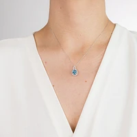 Blue Topaz Pendant Necklace in 10K White Gold