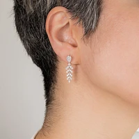 Diamond Cluster Earrings in 10K White Gold (1.00 ct tw)