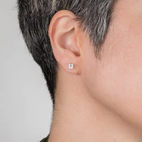 Lab Grown Princess Cut Diamond Stud Earrings in 14K White Gold ( 1.00