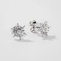 Diamond Cluster Snowflake Earrings in 10K White Gold (0.13 ct tw)