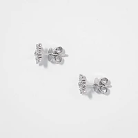 Diamond Cluster Snowflake Earrings in 10K White Gold (0.13 ct tw)