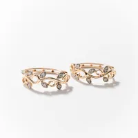 Diamond Cluster Hoop Earrings in 10K Yellow Gold (0.16 ct tw)