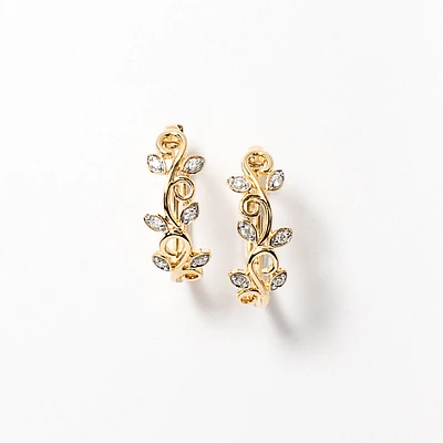 Diamond Cluster Hoop Earrings in 10K Yellow Gold (0.16 ct tw)