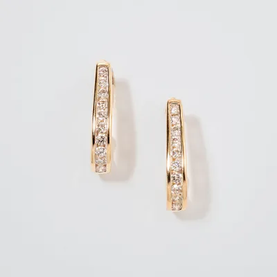 Channel Set J Hoop Diamond Earrings in 10K Yellow Gold (0.75 ct tw)