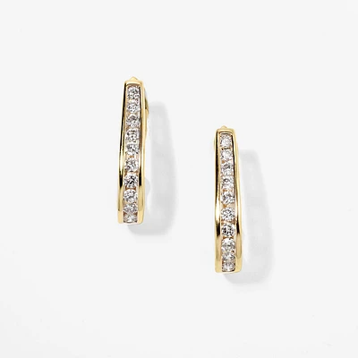 Channel Set J Hoop Diamond Earrings in 10K Yellow Gold (0.75 ct tw)