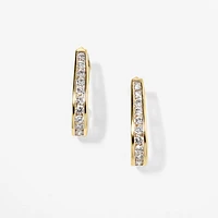 Channel Set J Hoop Diamond Earrings in 10K Yellow Gold (0.75 ct tw)