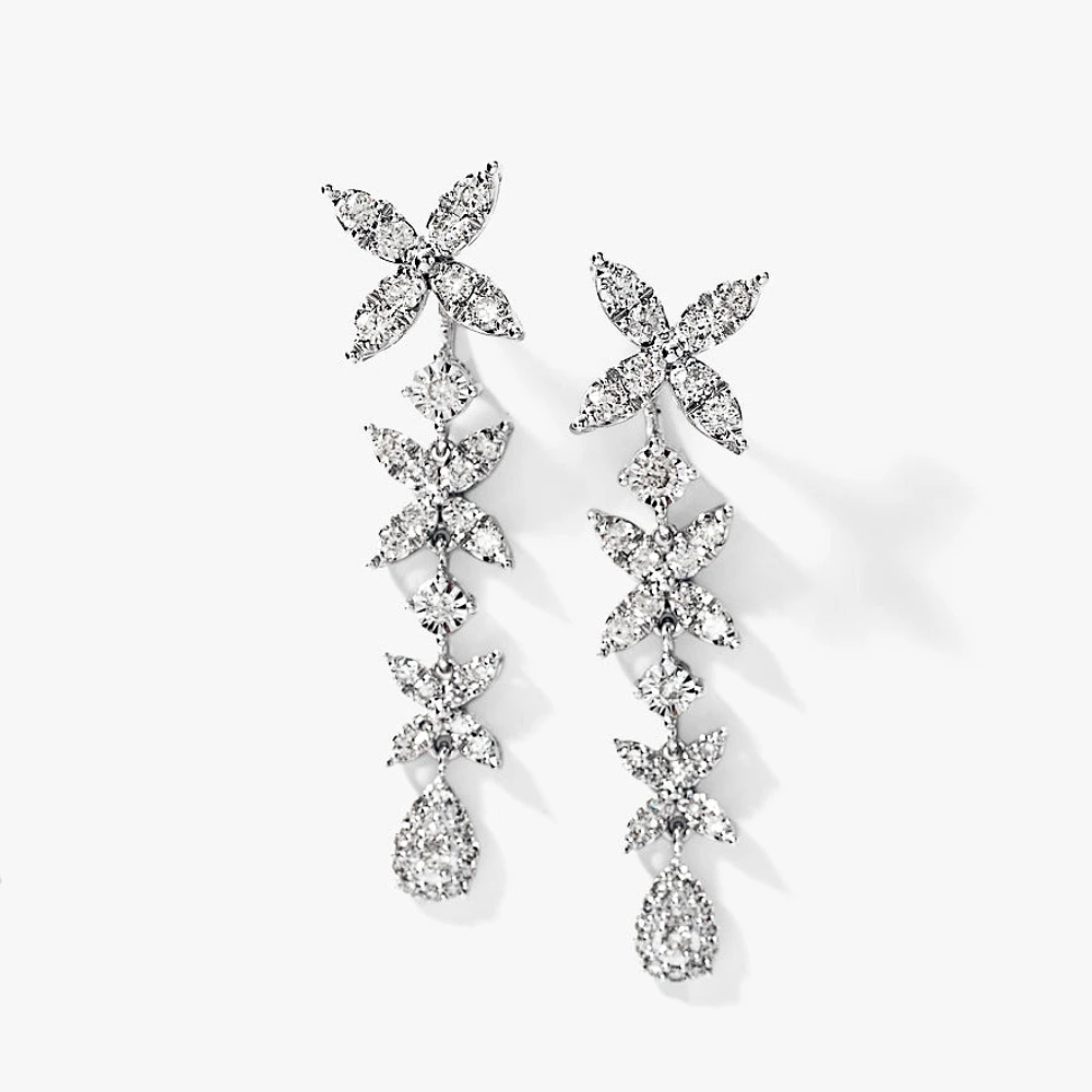 Multi-Look Diamond Cluster Earrings in 10K White Gold (1.00 ct tw)