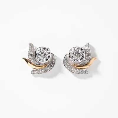 Diamond Jacket Earring in 10K White and Yellow Gold (0.42 ct tw)