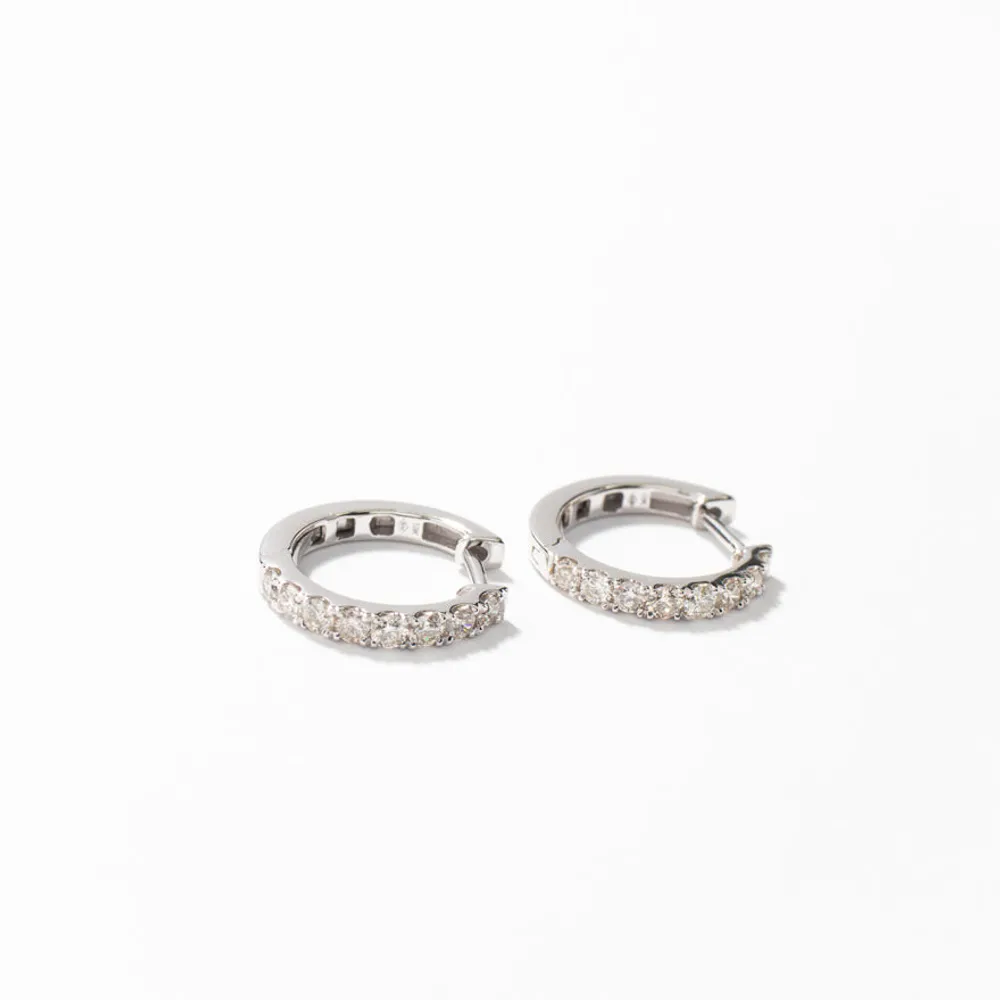 Diamond Hoop Earrings in 10K White Gold (0.75 ct tw)