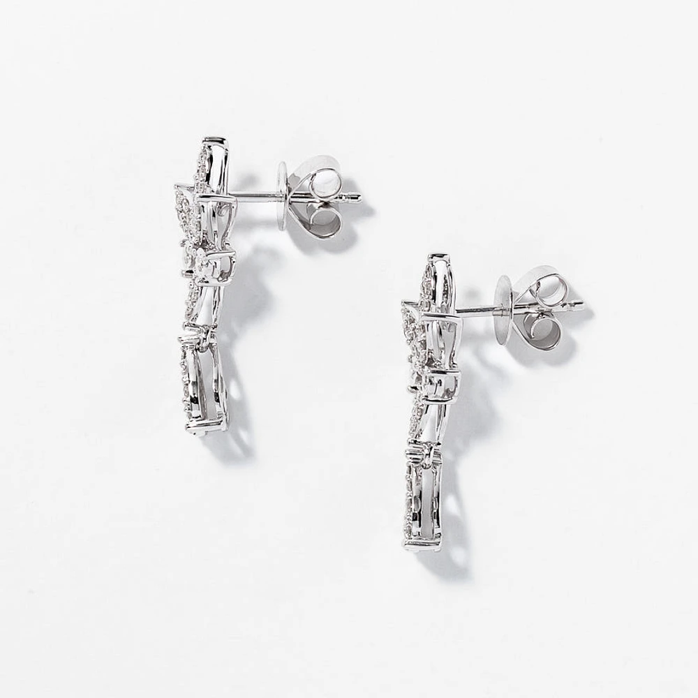 Diamond Dangle Earring in 10K White Gold (0.50 ct tw)