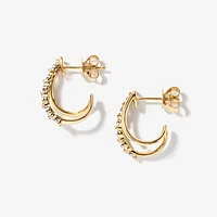 Diamond Cluster Hook Earrings in 10K Yellow and White Gold (0.30 ct tw