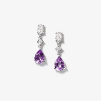 Amethyst Dangle Earrings with Diamond Accents in 10K White Gold