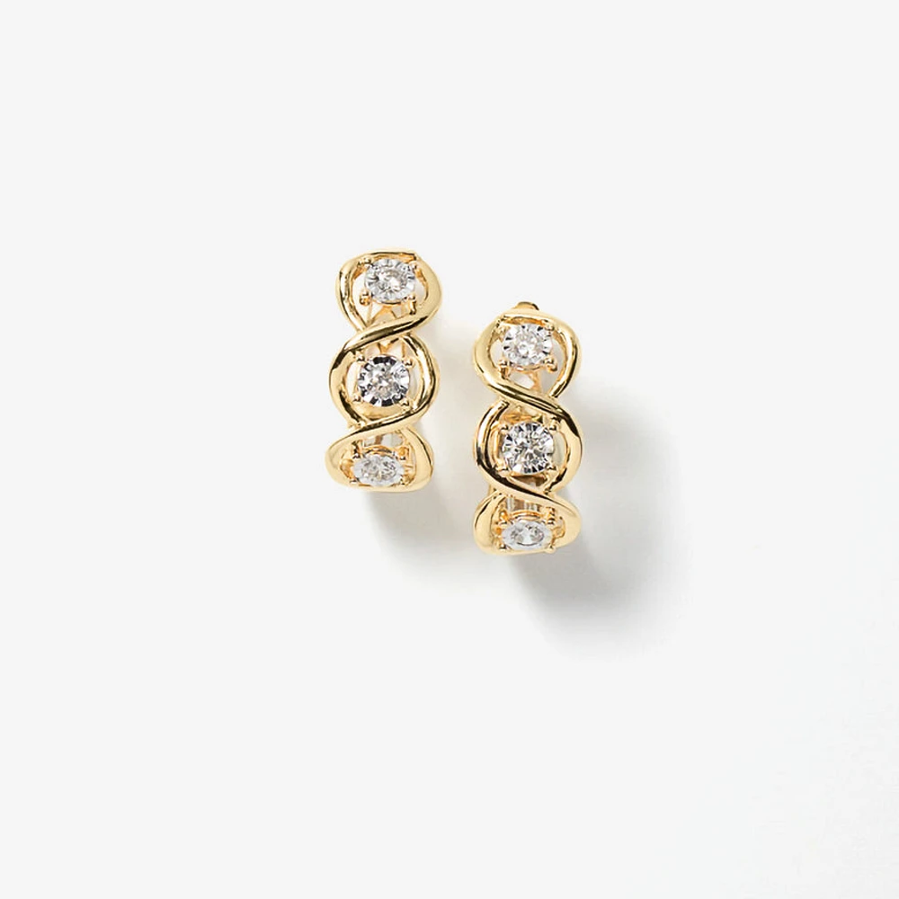 Diamond Hoop Earrings in 10K Yellow and White Gold (0.50 ct tw)