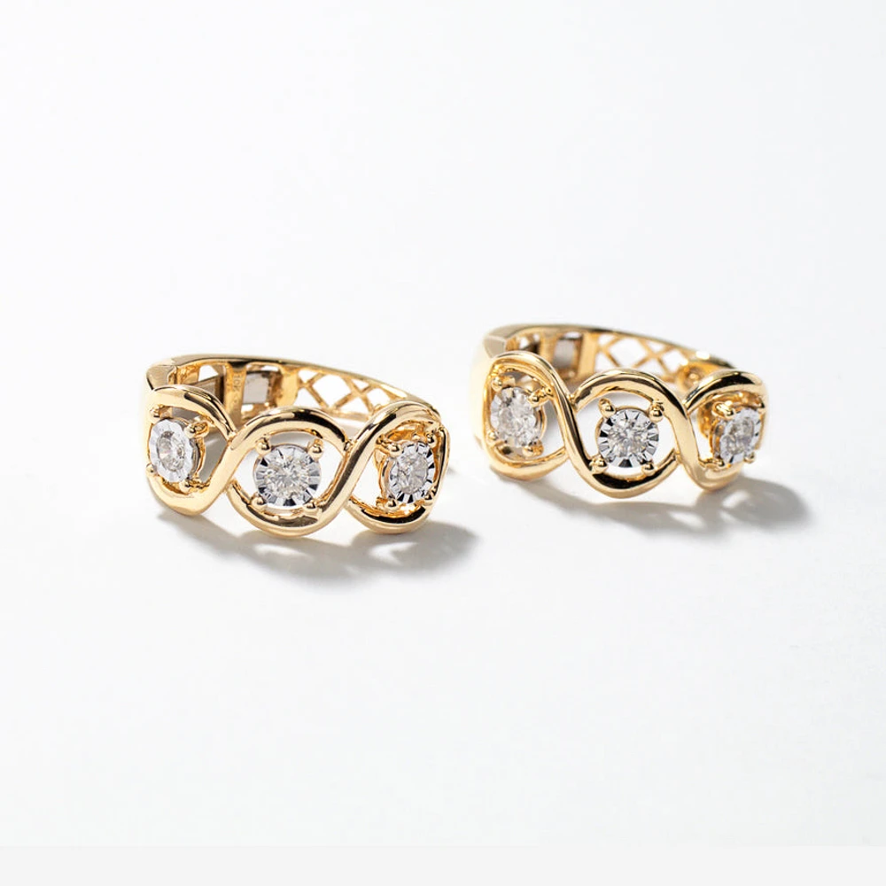 Diamond Hoop Earrings in 10K Yellow and White Gold (0.50 ct tw)