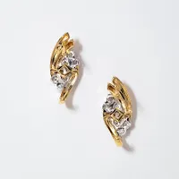 Diamond Cluster Earrings in 10K Yellow and White Gold (0.25 ct tw)