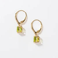 Peridot Earrings with Diamond Accents in 10K Yellow Gold