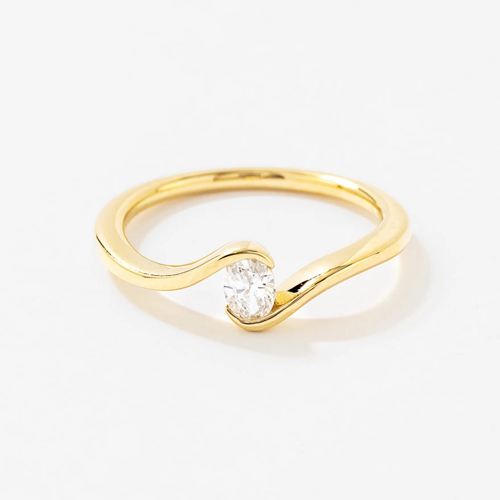 Lab Grown Oval Diamond Swirl Promise Ring 10K Yellow Gold (0.20 ct