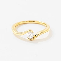 Lab Grown Oval Diamond Swirl Promise Ring 10K Yellow Gold (0.20 ct