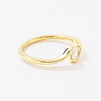 Lab Grown Oval Diamond Swirl Promise Ring 10K Yellow Gold (0.20 ct