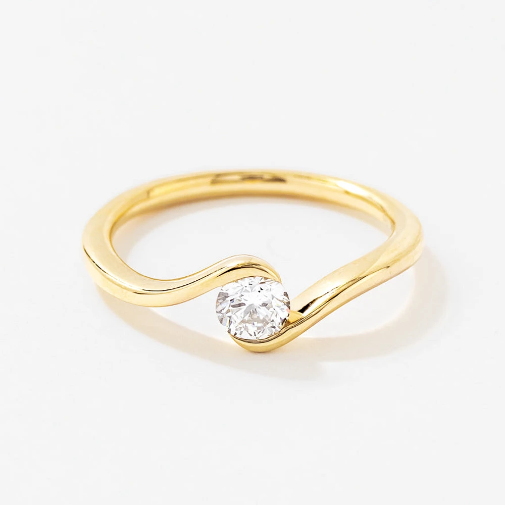 Lab Grown Round Diamond Swirl Promise Ring 10K Yellow Gold (0.30 ct