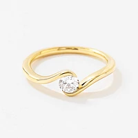 Lab Grown Round Diamond Swirl Promise Ring 10K Yellow Gold (0.30 ct