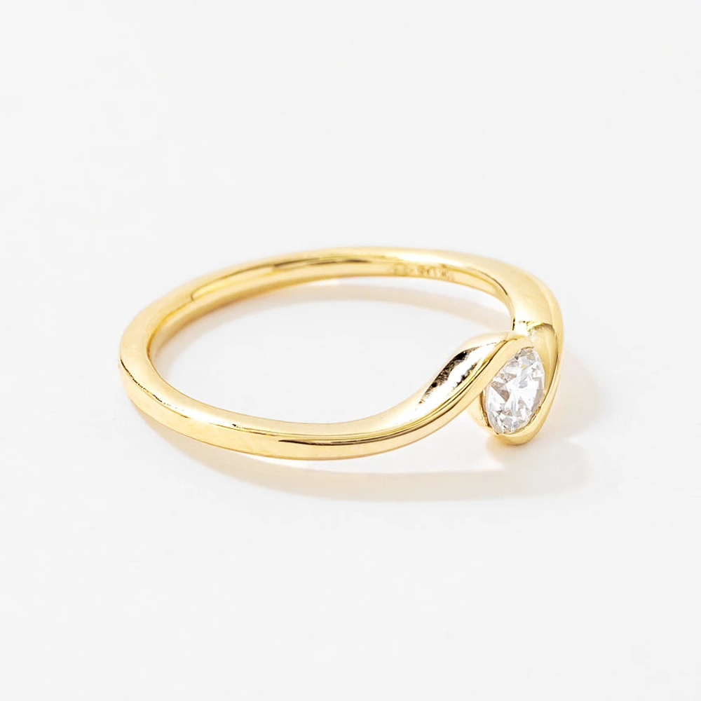 Lab Grown Round Diamond Swirl Promise Ring 10K Yellow Gold (0.30 ct