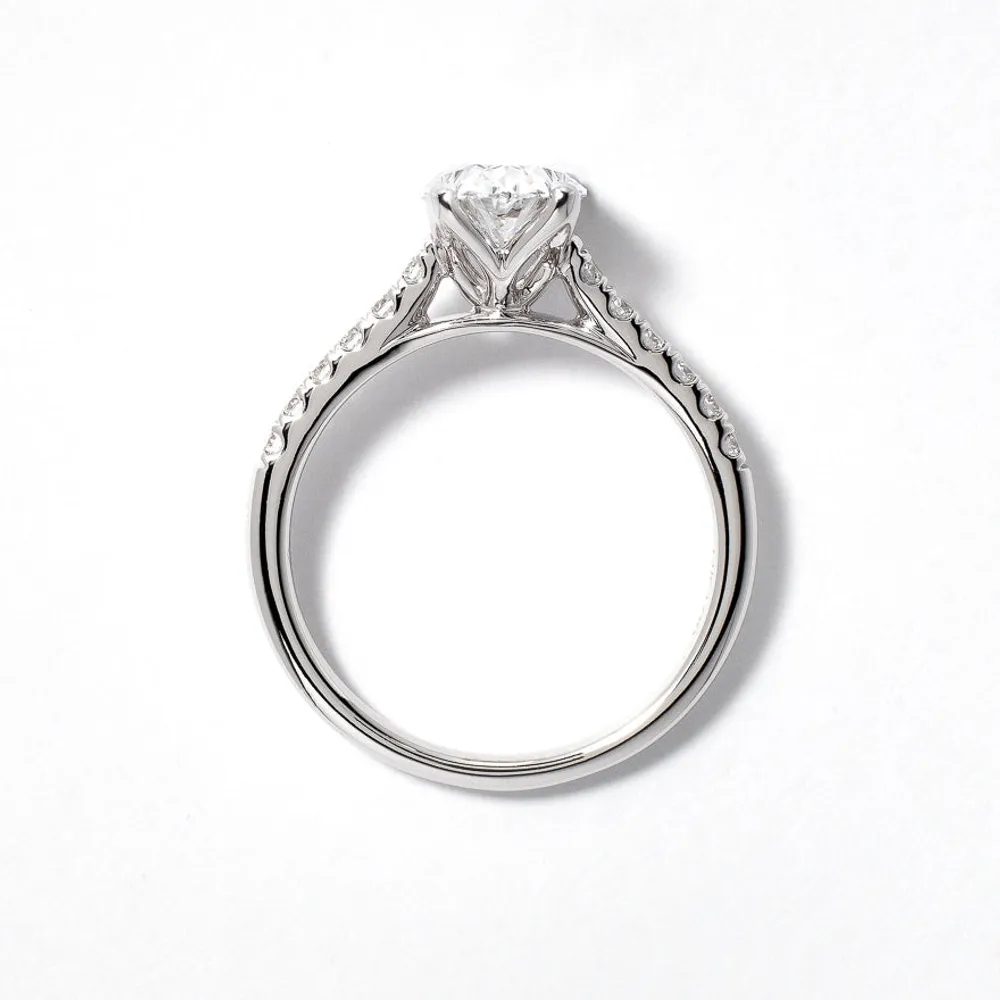 Lab Grown Oval Cut Diamond Engagement Ring 14K White Gold (1.75 ct