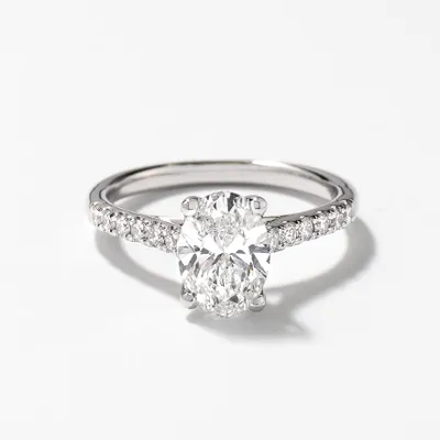Lab Grown Oval Cut Diamond Engagement Ring in 14K White Gold (1.75 ct