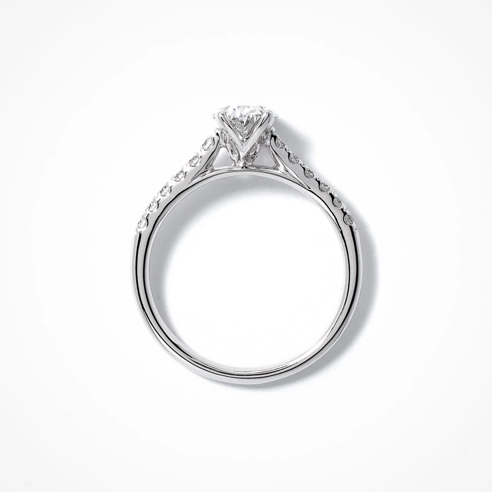 Lab Grown Oval Cut Diamond Engagement Ring 14K White Gold (1.25 ct