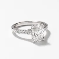 Lab Grown Oval Cut Diamond Engagement Ring 14K White Gold (2.33 ct