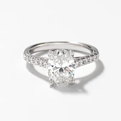 Lab Grown Oval Cut Diamond Engagement Ring in 14K White Gold (2.33 ct